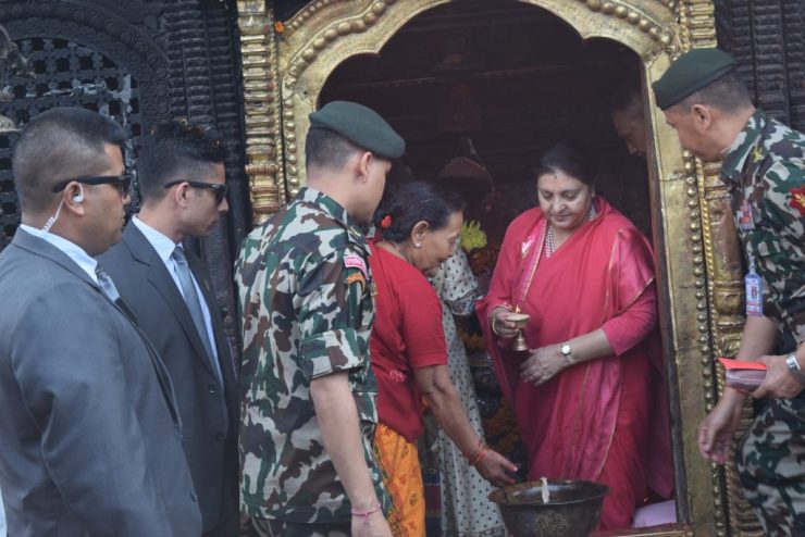 राष्ट्रपति भण्डारीद्वारा पलाञ्चोक भगवती मन्दिरमा पूजाअर्चना