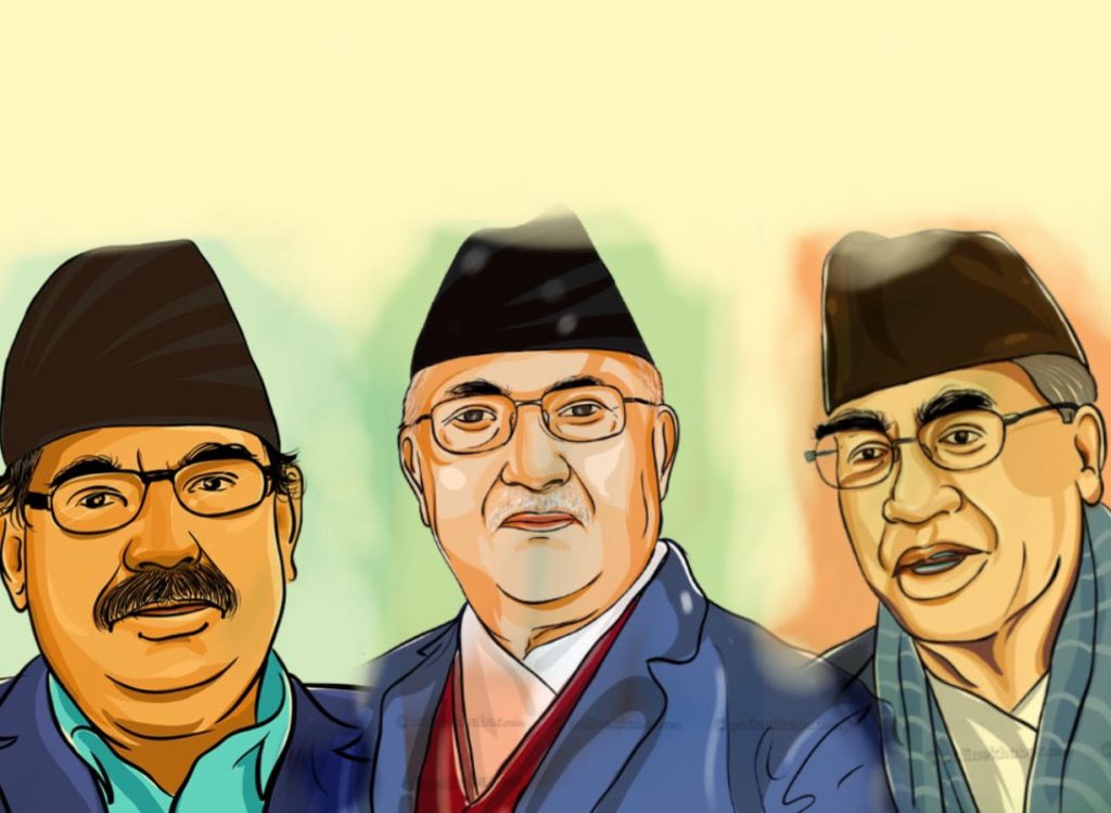 देउवा, दाहाल र ओलीबीच भेटवार्ता हुँदै, यस्तो छ एजेण्डा