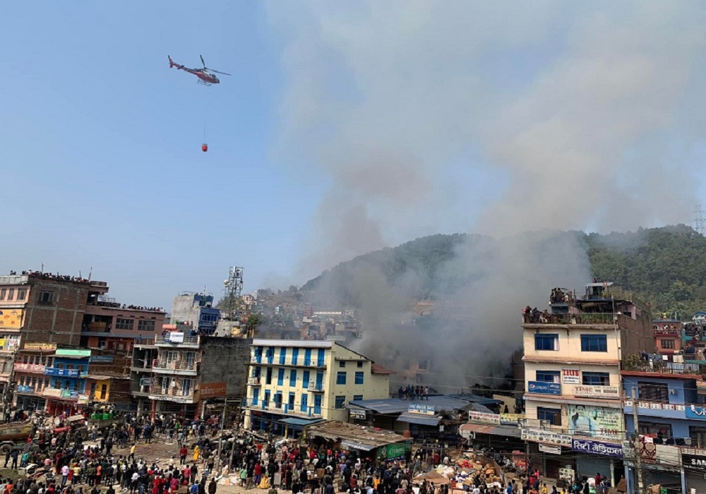 दमौलीमा लागेको आगो भर्खरै नियन्त्रणमा आयो, ७ घर जले