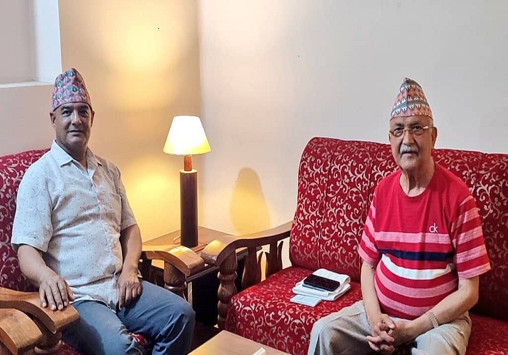 एमाले अध्यक्ष ओली र राप्रपाका महामन्त्री राणाबीच भेटवार्ता